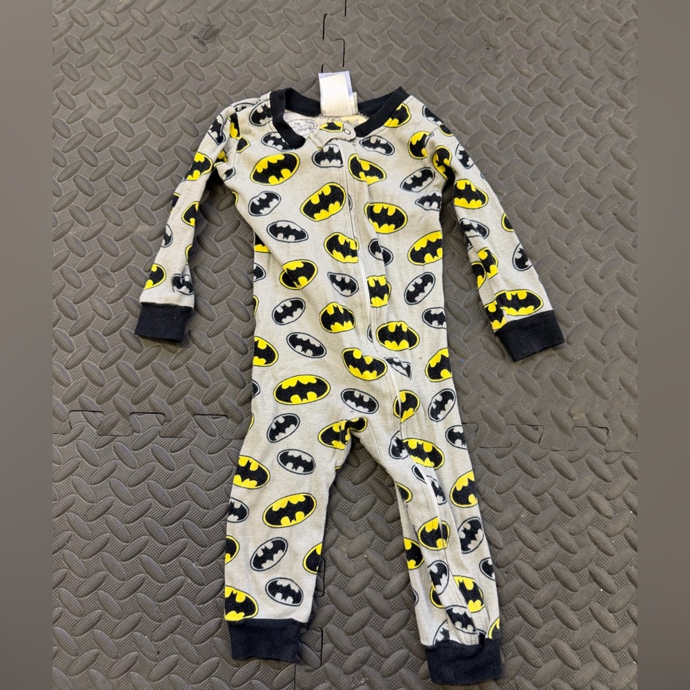 Batman Gray, Black & Yellow Logo Footed One-Piece